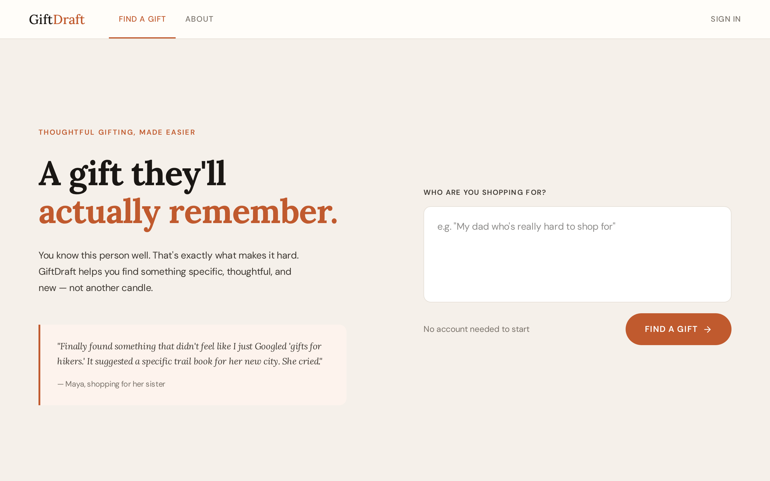 GiftDraft — landing page