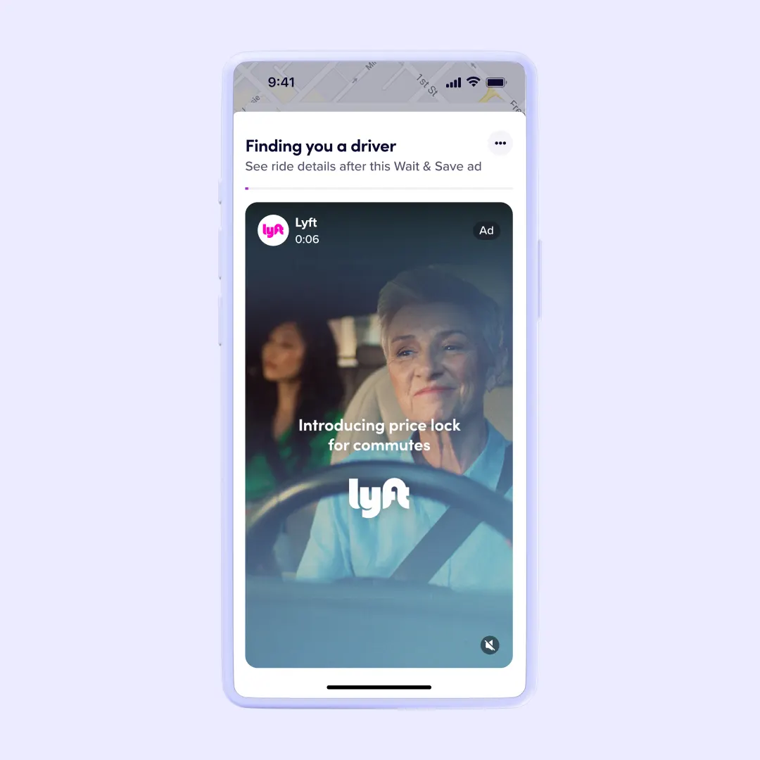 Vertical video ad on Lyft Wait & Save